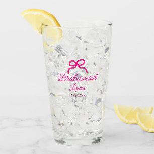 Verre PINK BOW minimalajouter nom bridesmaid année cadea