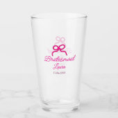 Verre PINK BOW minimalajouter nom bridesmaid année cadea (Devant)