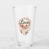 Verre Pink Love Boho Floral Feathers Dream Catcher (Devant)