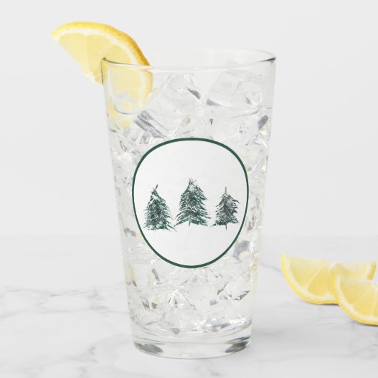 Verre Pins neigeux Pint Glass (Devant glace)