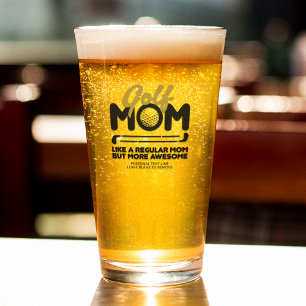 Verre Pint Cool tendance "GOLF MOM" Gold Typographie
