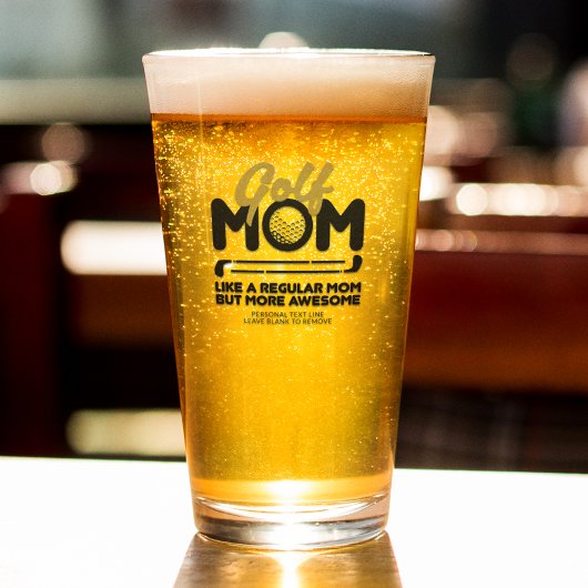 Verre Pint Cool tendance "GOLF MOM" Gold Typographie