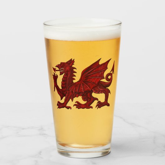 VERRE PINT DRAGON WELSH (Devant (rempli))