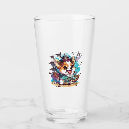 Verre Pirate de Chien de Corgi (Devant)
