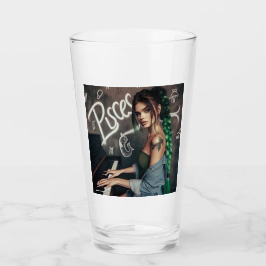 Verre Pisces Zodiac Musicien Piano (Devant)