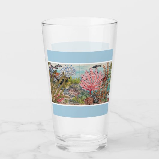 Verre Plage de corail de poisson bleu (Devant)