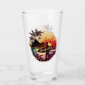Verre Plage Sunset Surfer Rétro (Devant)