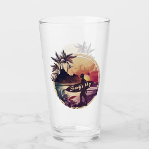 Verre Plage Sunset Surfer Rétro