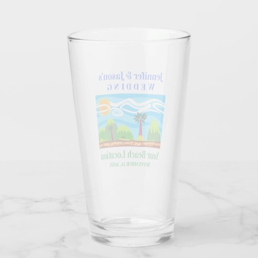 Verre Plage Tropical Destination Mariage Favor Pint (Dos)