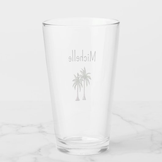 Verre Plage tropicale Palmiers Typographie simple (Dos)