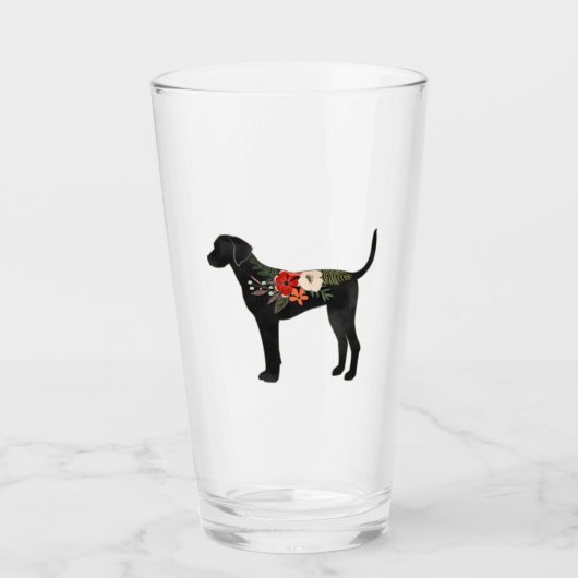 Verre Plott Hound Chien race Boho Floral Silhouette (Devant)