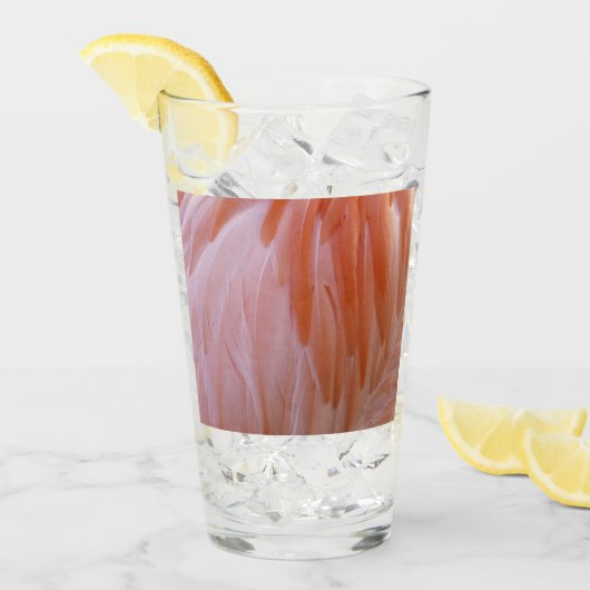 Verre Plumes de Flamant rose dans les tons roses (Devant glace)