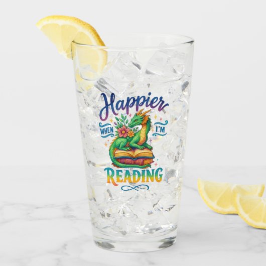 Verre Plus heureux quand je lis (Devant glace)