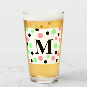 Verre Pois noir rose monogramme