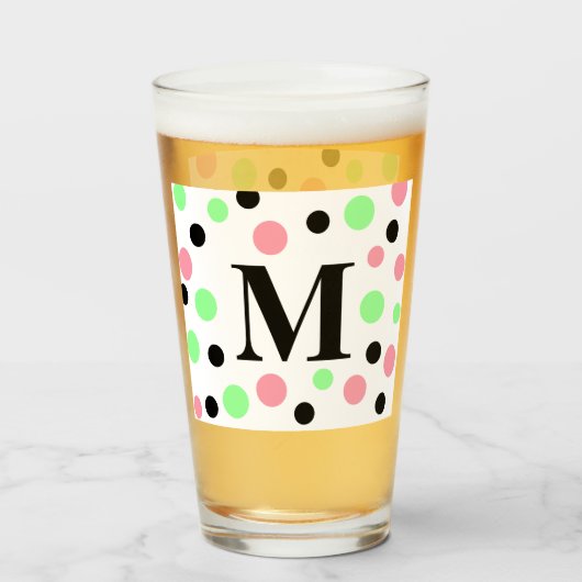 Verre Pois noir rose monogramme (Devant (rempli))