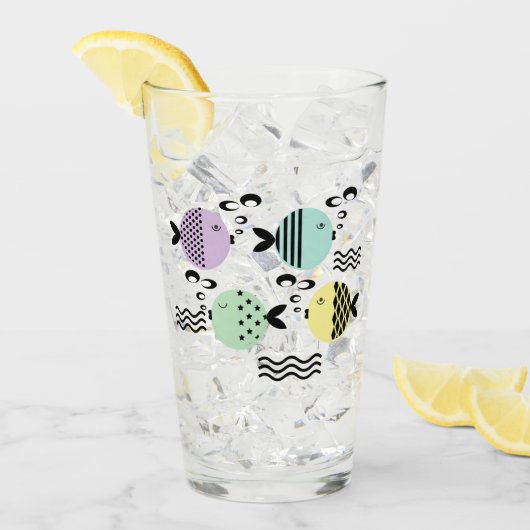 Verre Poisson amusant, poisson, mer, poisson zodiaque, c (Devant glace)