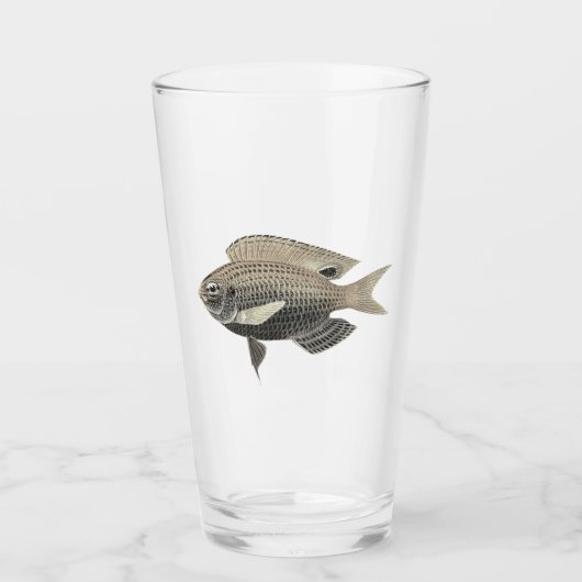 Verre Poisson argent et or scintillant (Devant)