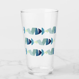 Verre Poisson bleu de natation Abstraite