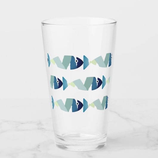 Verre Poisson bleu de natation Abstraite (Devant)