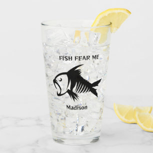 Verre Poisson de nom et de texte personnalisés