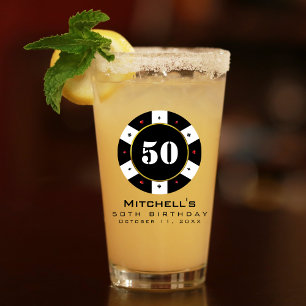 Verre Poker Chip 50e fête d'anniversaire