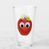 Verre Pomme rouge drôle avec yeux de googly (Devant)