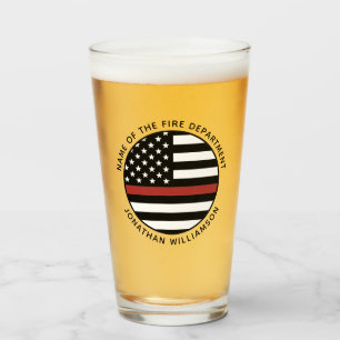 Verre Pompier personnalisé Mince Red Line USA Drapeau