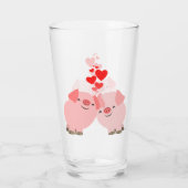 Verre Porcs mignons de bande dessinée dans l'amour (Dos)