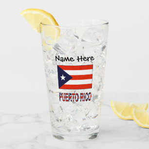 Verre Porto Rico et Drapeau de Porto Rico avec Votre Nom