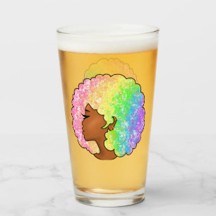 Verre Portrait Afro Arc-en-ciel Pastel Rétro Groovy Fris