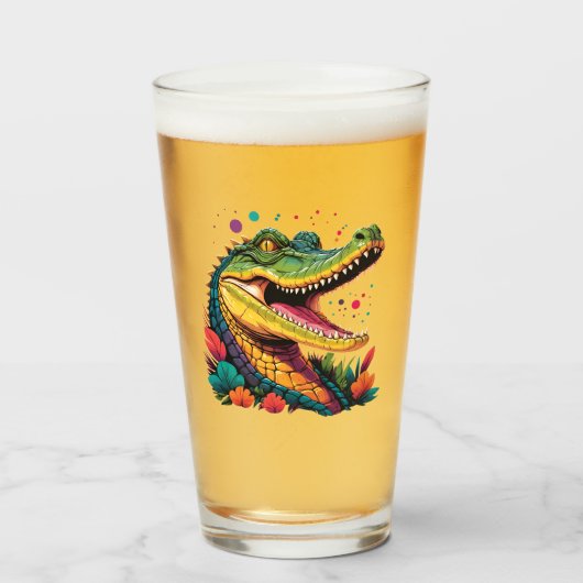Verre Portrait de crocodile coloré (Devant (rempli))