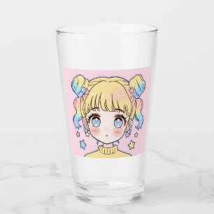 Verre Portrait de fille étoile pastel Kawaii