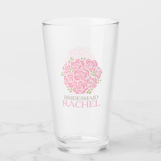 Verre Posy merci bridesmaid mariage rose (Devant)