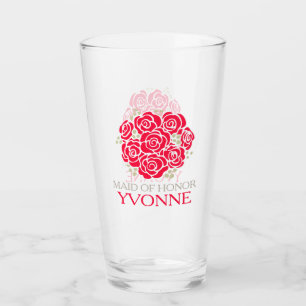 Verre Posy merci Maid of Honor rouge mariage faveur