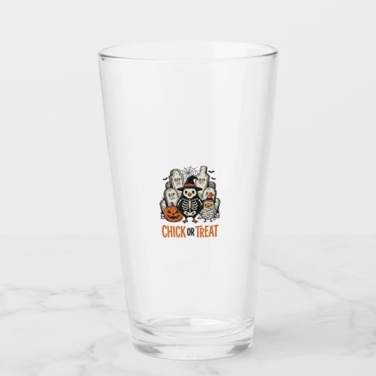 Verre Poulet drôle ou traitement Halloween Graphique de  (Devant)