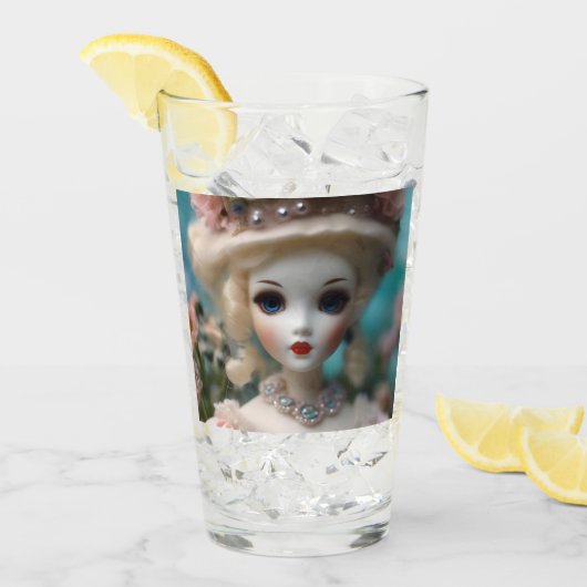 Verre Poupée Vintage bleue, (Devant glace)