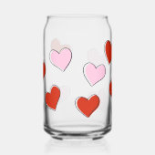 Verre pour canette coeurs dessinés à la main rouge (Gauche)
