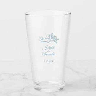 Verre Powder Blue Toile de Jouy Wedding Glass Cup 