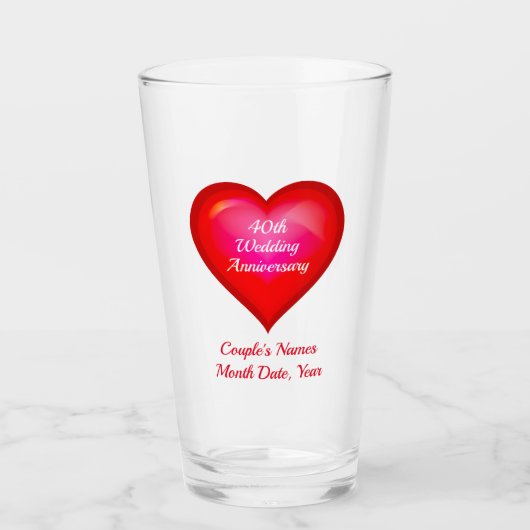 Verre Présentations pour le 40e anniversaire du Mariage  (Devant)