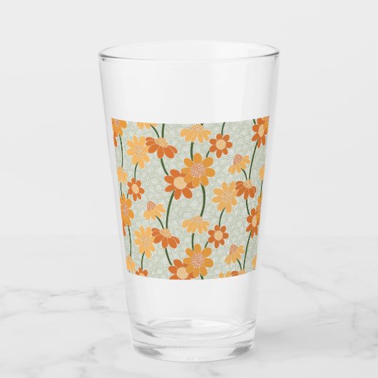 Verre Pretty retro muted 1970 s flowers (Devant)