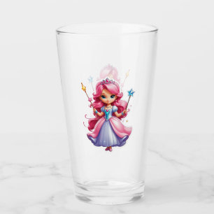 Verre Princesse Rose Avec Baguette Magique Et Tiara
