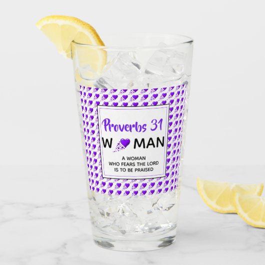 Verre PROVERBS 31 FEMME Coeurs pourpres Chrétien Boire (Devant glace)