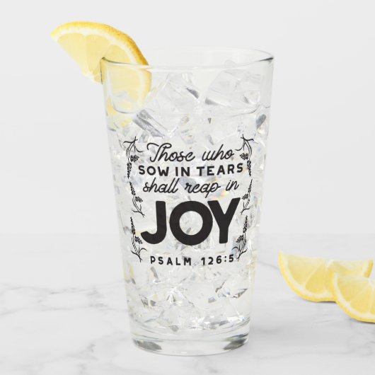 Verre Psaume 126:5 Typographie des Écritures – Moissonne (Devant glace)