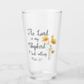 Verre Psaume 23:1 Le Seigneur est mon Berger Fleur Jaune (Devant)