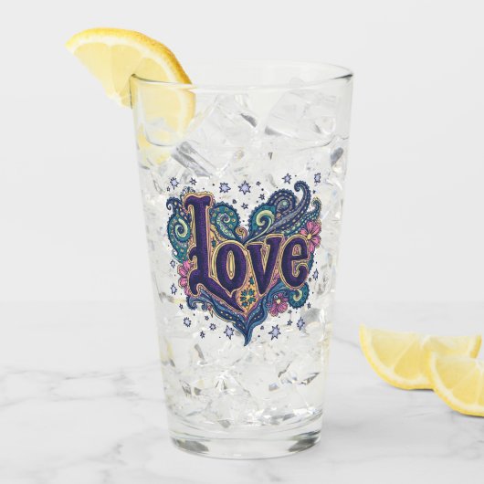 Verre Psychédélique Boho Love Letting avec Accent Floral (Devant glace)