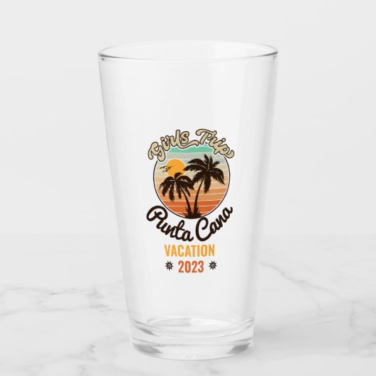 Verre Punta Cana personnalise Vacation 2023 Retro 60s (Devant)