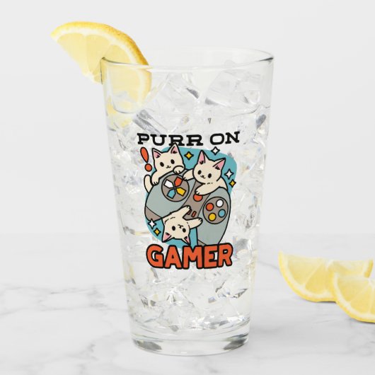 Verre Purr On Gamer - Conception De Jeu De Chat Cute (Devant glace)