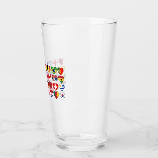 Verre Qatar Tournoi 32 Pays Drapeaux Coeurs (Gauche)
