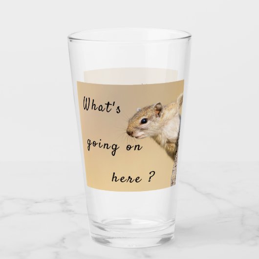 Verre Que se passe-t-il ici photo d'écureuil avec texte (Devant)