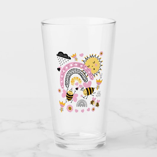 Verre Queen BEES Cute BFF, Baby Girl, Girly Toxits Rose (Devant)